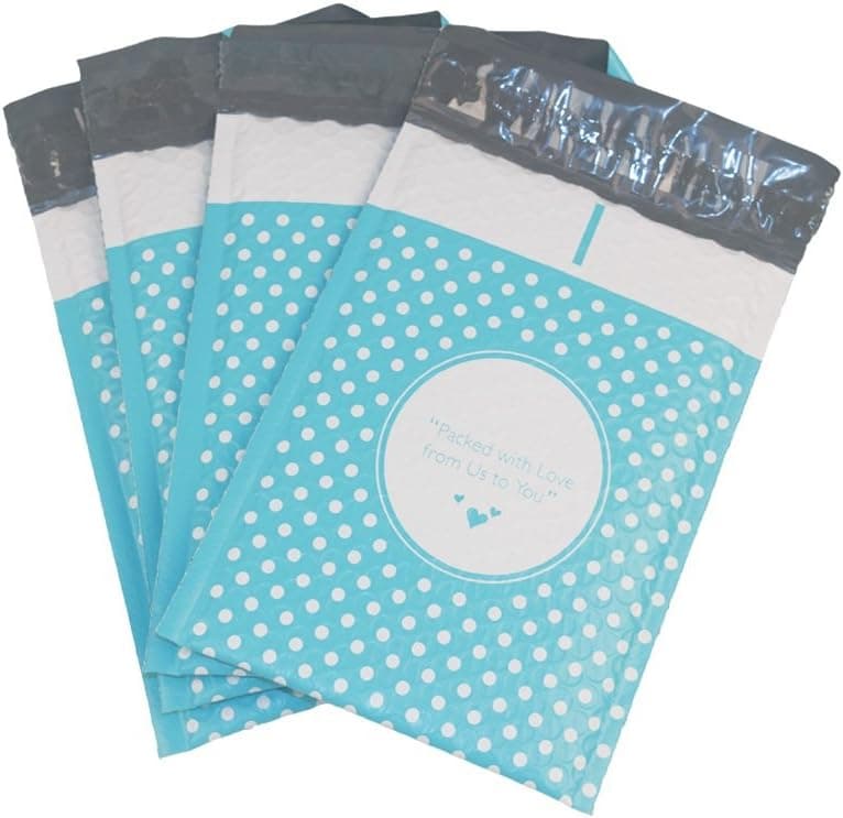 Corbase Qillyoper BESTeck #0 Blue Dot (Packed with Love from Us to You) Poly Bubble Mailers 6x10 Padded Envelopes 50pcs