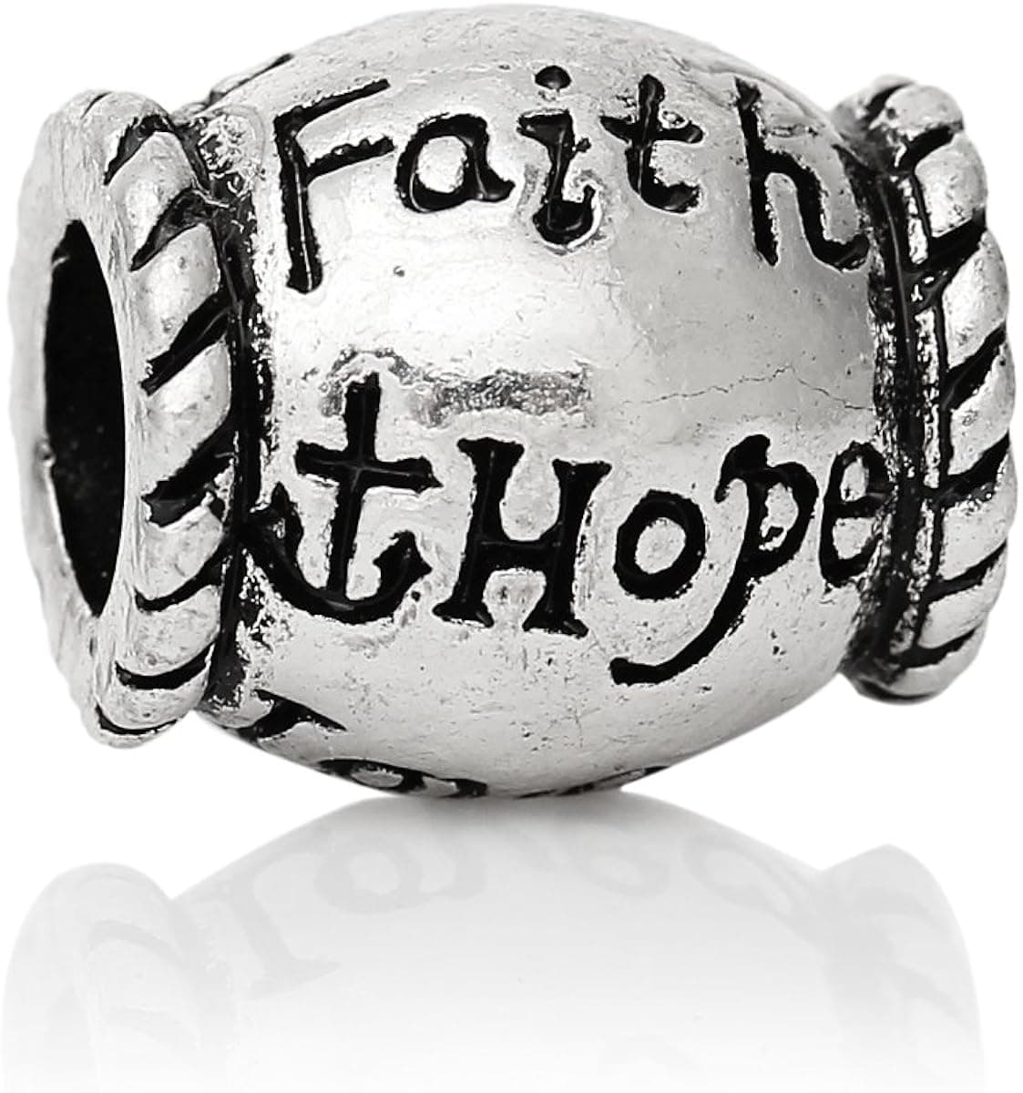 Faith Hope Love Charm Bead Spacer Compatible for Most European Snake Chain Bracelets