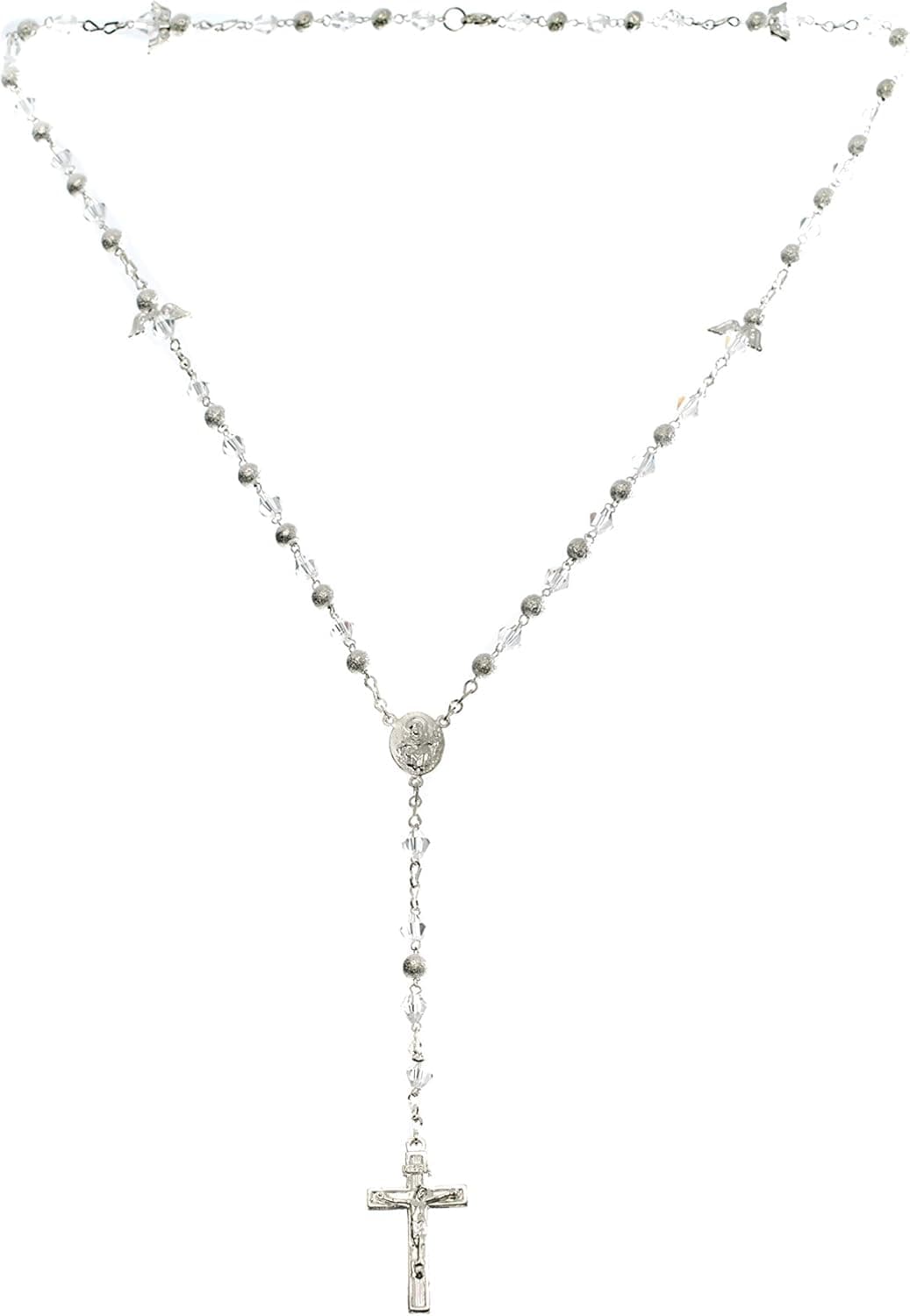 Angel Shape Rosary Prayer Silver-Plated Rosario Ángel para Rezar