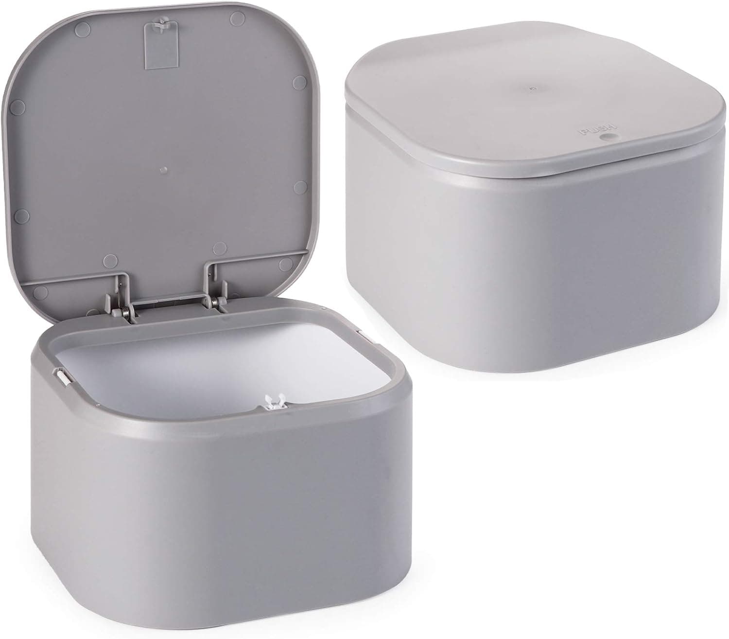 Lawei 2 Pack Desktop Trash Can with Lids - 0.7 Gal Mini Wastebasket Plastic Garbage Bin for Bathroom Vanity Desktop Tabletop or Coffee Table