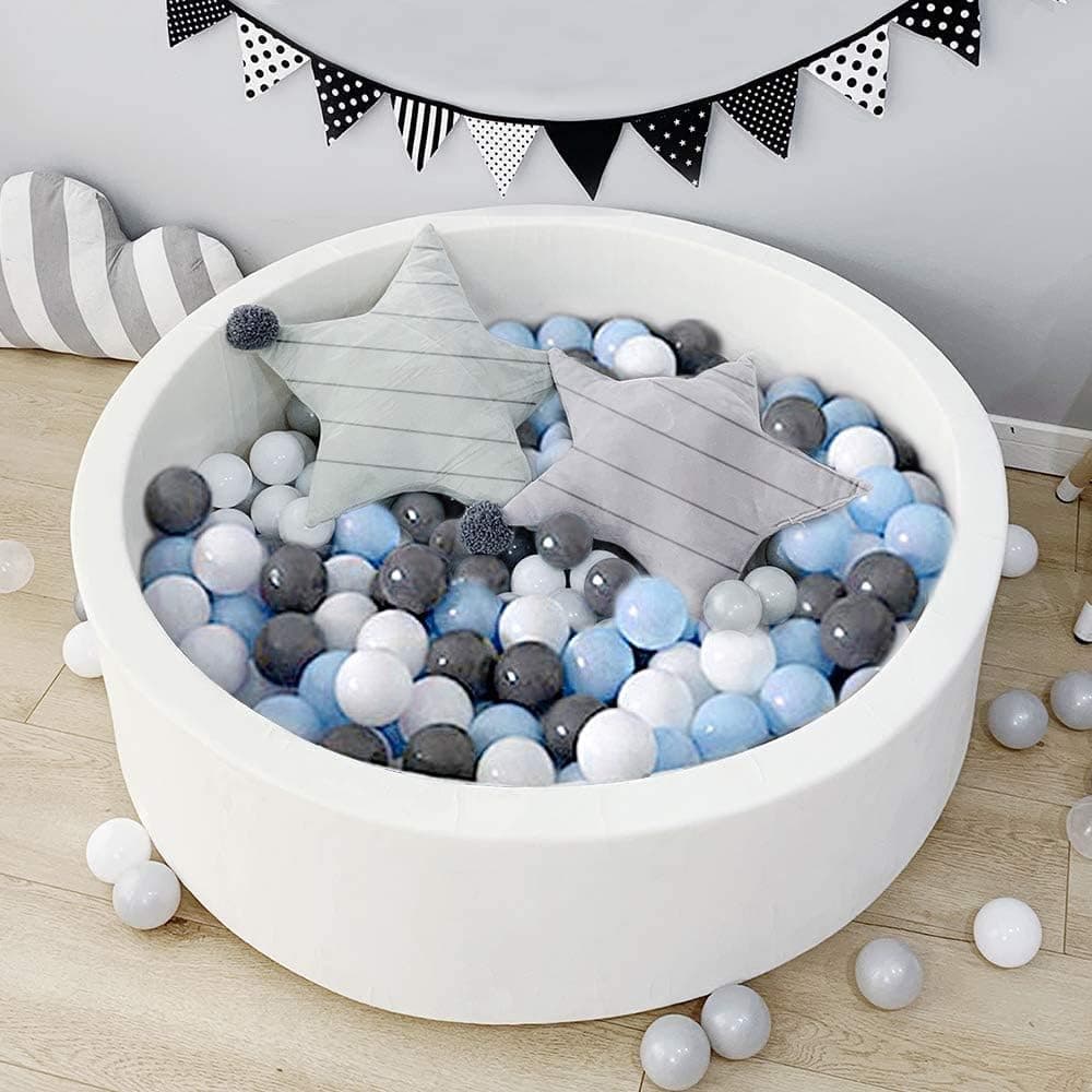 LA FEIER Deluxe Foam Ball Pit Kiddie Balls Pool Toddler Playpen Soft Round Ball Pool Play Toy for Baby Kids Children 200 Balls Included Indoor & Outdoor, White