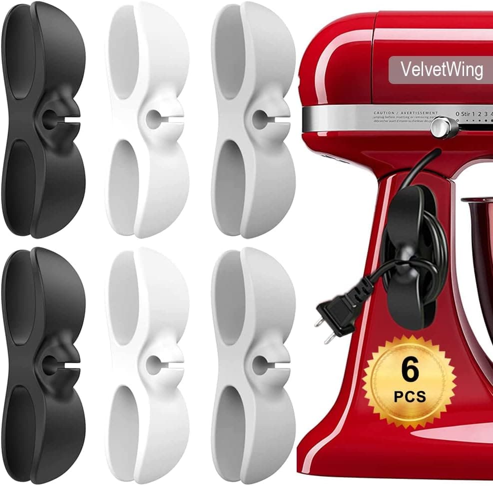 Cord Organizer for Appliances, Cord Wrapper for Kitchen Appliances,Strong Adhesive Cord Keeper,Cord Winder,Cord Holder,Cord Tidy,Wire Organizer for Coffee Maker,Mixer,Toaster and Air Fryer 6 Pcs