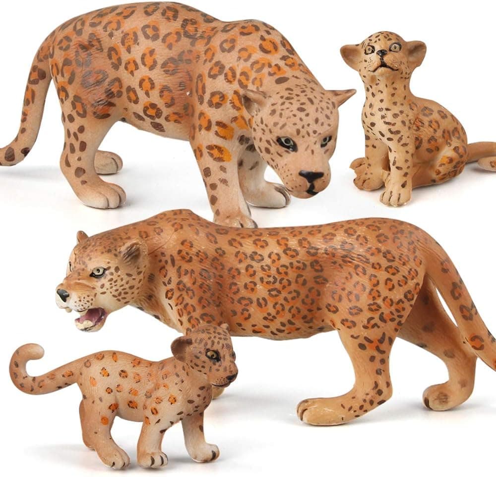 Fantarea Realistic Wild Life Jungle Animal Model Figures Set Leopard Forest Playset Birthday Party Favors Classrooms Gift Toys for 5 6 7 8 Year Old Boys Girls Kid(4 pcs)