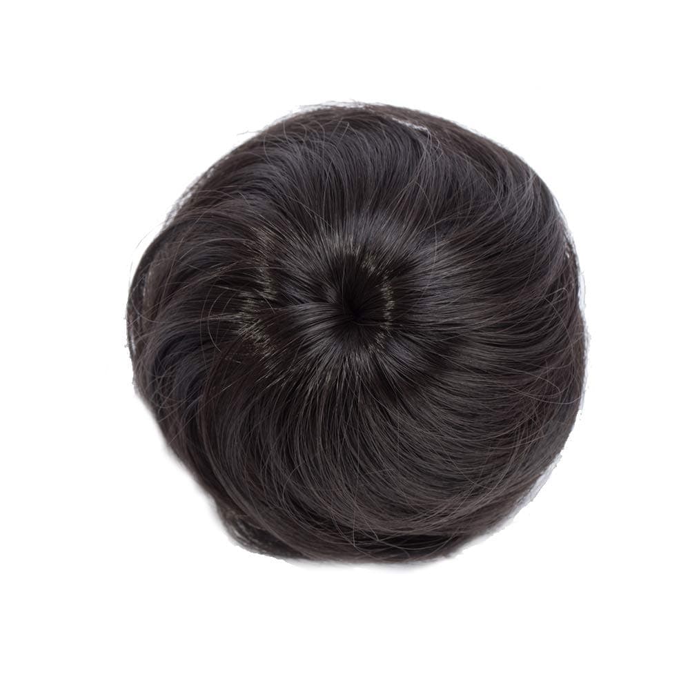 Straight Drawstring Hair Bun Extensions Synthetic Chignons for Women 4A Brown
