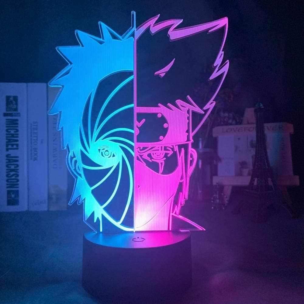 MOKITO Half Face Obito and Kakashi Nightlight Double Color Led for Kids Bedroom Decor Light Desk Lamp led Night Light for Kids 16 Colors Remote