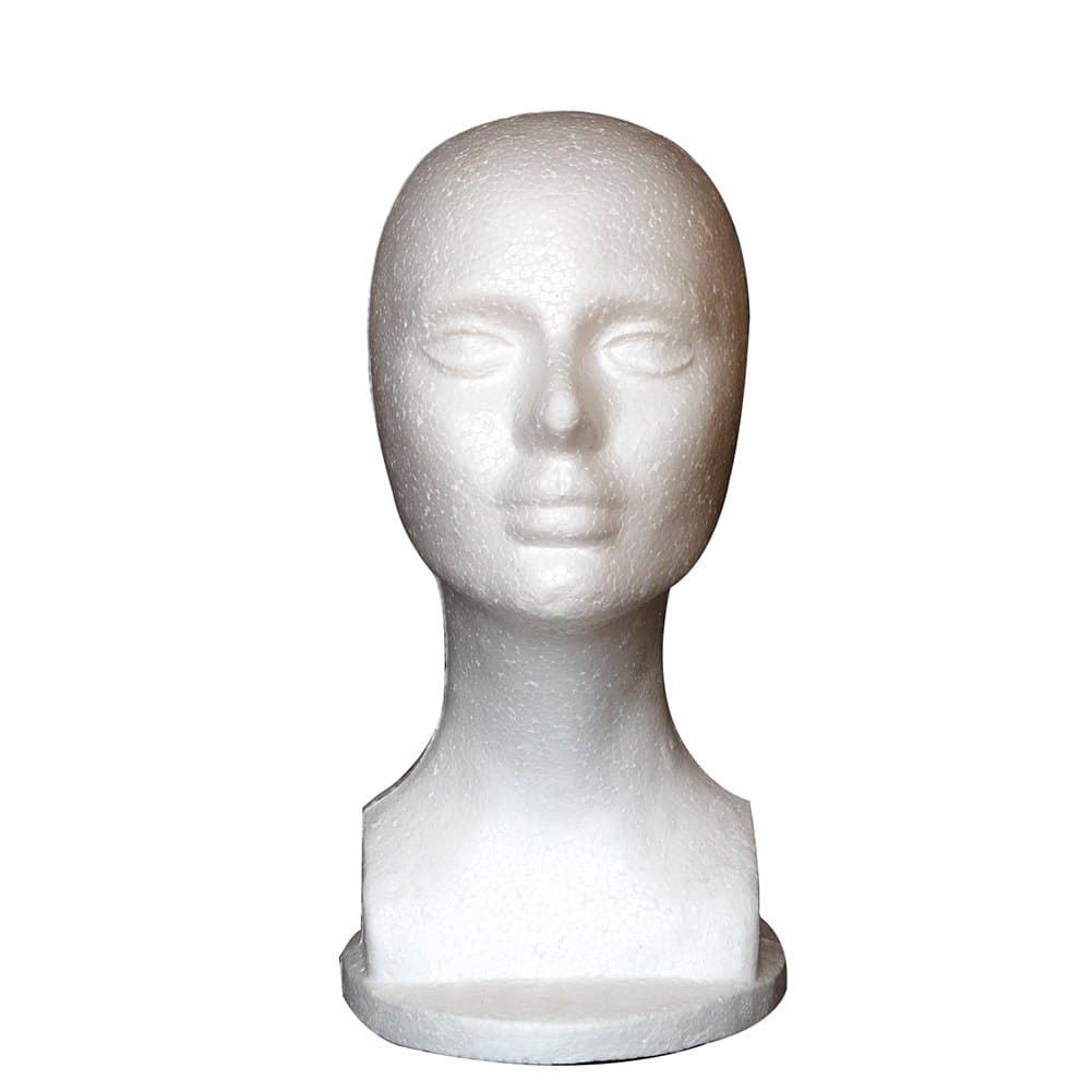 Gsdviyh36 Female Foam Mannequin Manikin Head Model Shop Wig Hair Jewelry Display Stand, Flat and Smooth Without Holes, Non-Toxic and Odorless White 50X31CM