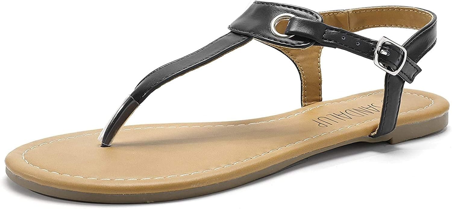 SANDALUP Women's Thong Flat Sandals T-Strap Summer Shoes with Buckle