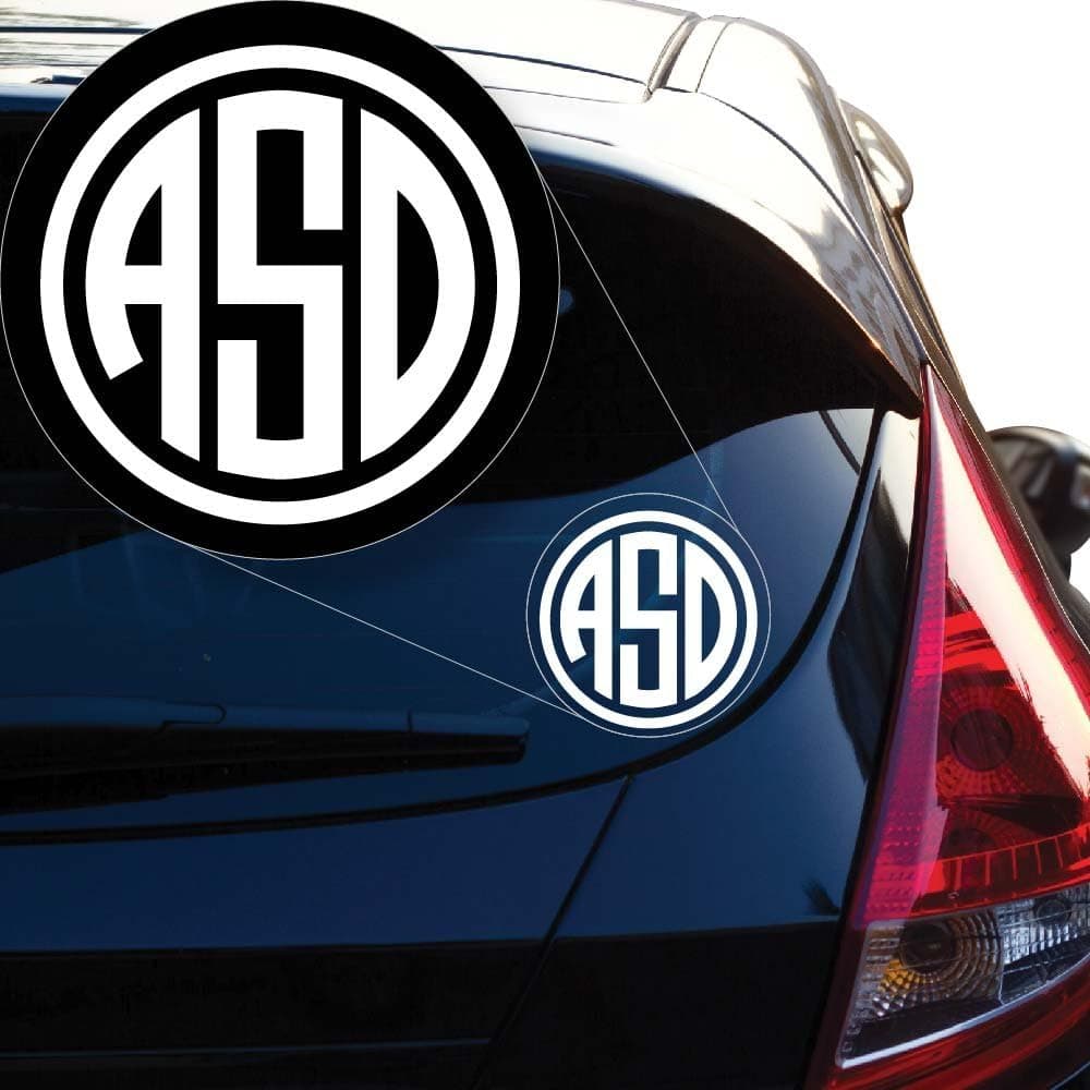 Yoonek Graphics Custom Circle Monogram Decal Sticker for Car Window, Laptop and More # 962 (6" x 6")