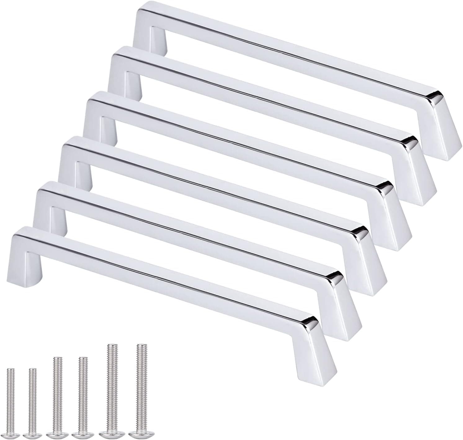 AOKENBAO 4-Inch Chrome-Plated Handles Chrome Cabinet knobs Cabinet knobs Drawer knobs knobs for cabinets and Drawers 6-Pack (High-End Polished Chrome)
