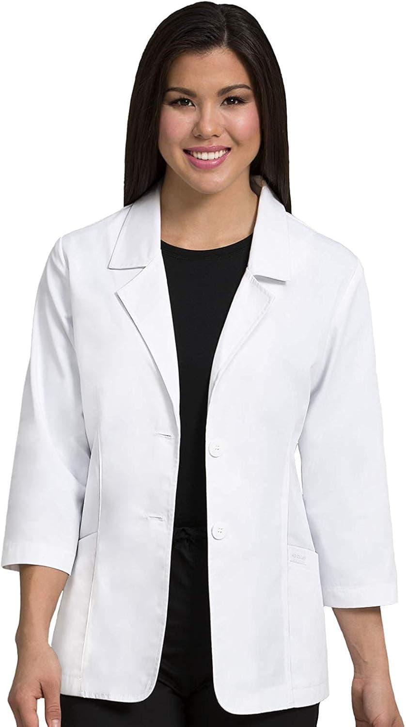 Med Couture Lab Coat Women 3/4 Sleeve White 28 Inch Labcoat