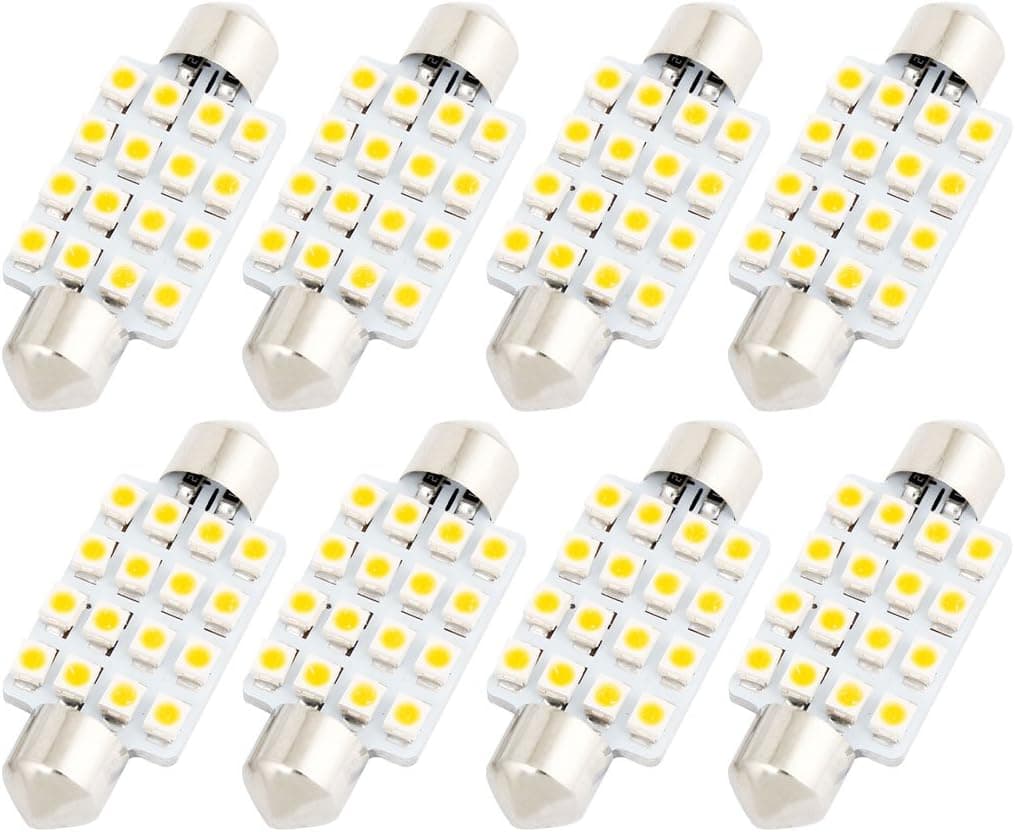 uxcell 8PCS 42mm 16-SMD 1210 LED Warm White Festoon Dome Light 212-2 Internal