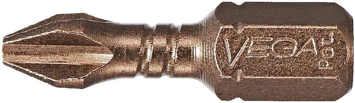 VEGA #2 Phillips Impact Driver Bits. Impactech Professional Grade Impact Ready #2 Phillip 1" Bits. (Pack of 10) P125P2A-10