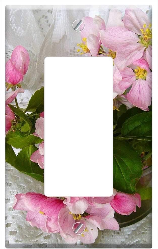 Switch Plate Single Rocker/GFCI - Apple Blossom Flower Arrangement Pink Blossom