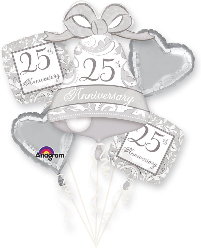 Amscan International 2524101 "25th Anniversary Scroll" Foil Balloon Bouquet