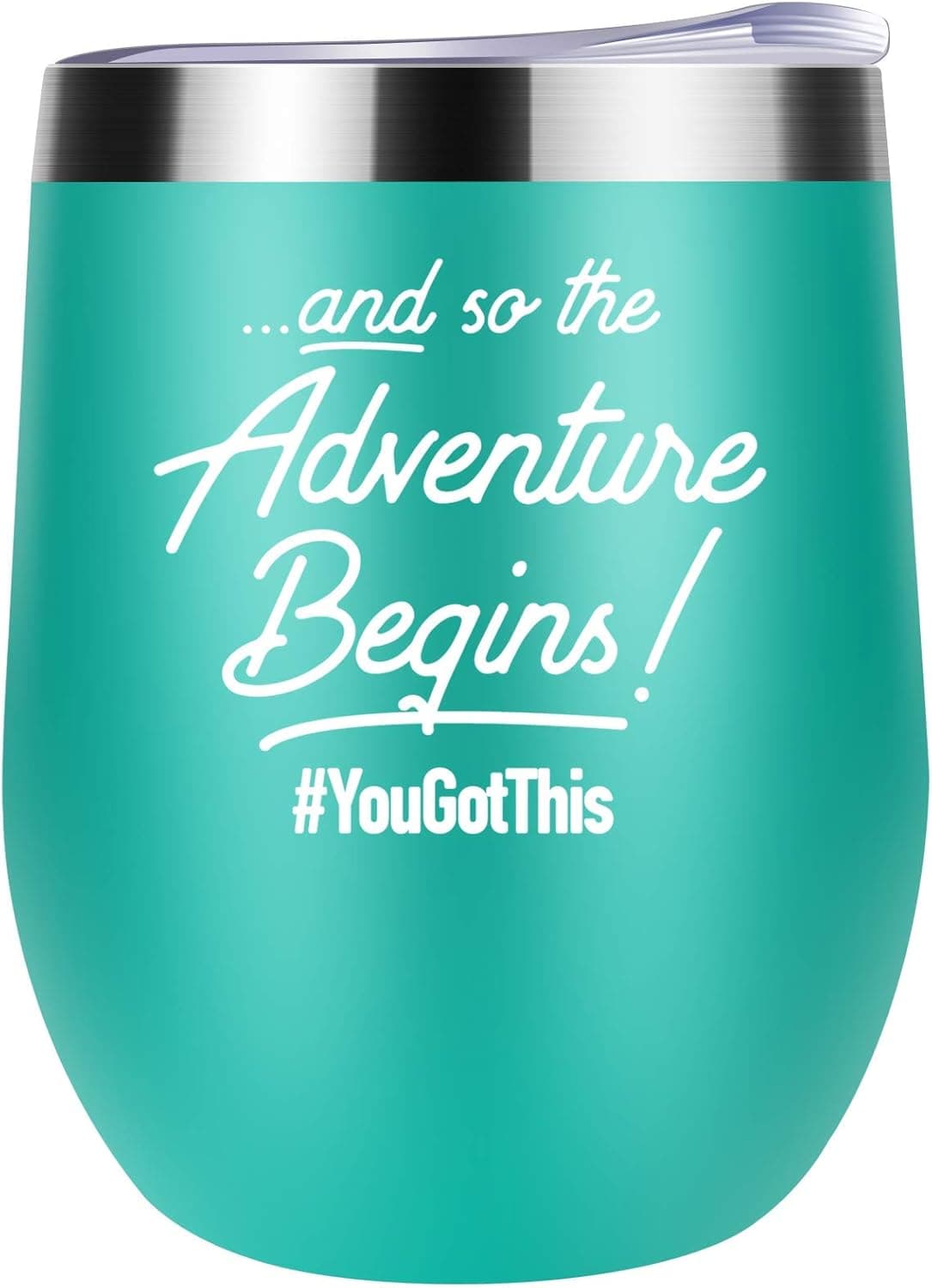 And So The Adventure Begins You Got This Wine Tumbler Graduation Farewell Going Away Gifts for Coworker New Job Gift for Women Stemless Stainless Steel Neighbors Moving Away Gifts 12 oz Green