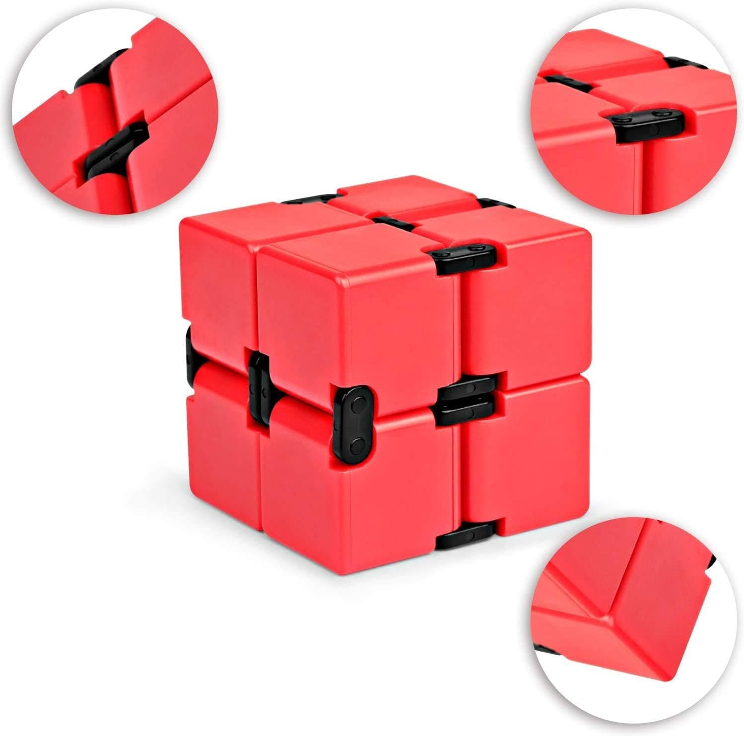 Ganowo Infinity Cube Fidget Toy for Kids and Adults, Fidget Cube Cool Mini Magic Cube Gadget for Stress and Anxiety Relief and Kill Time (Blue&Red)