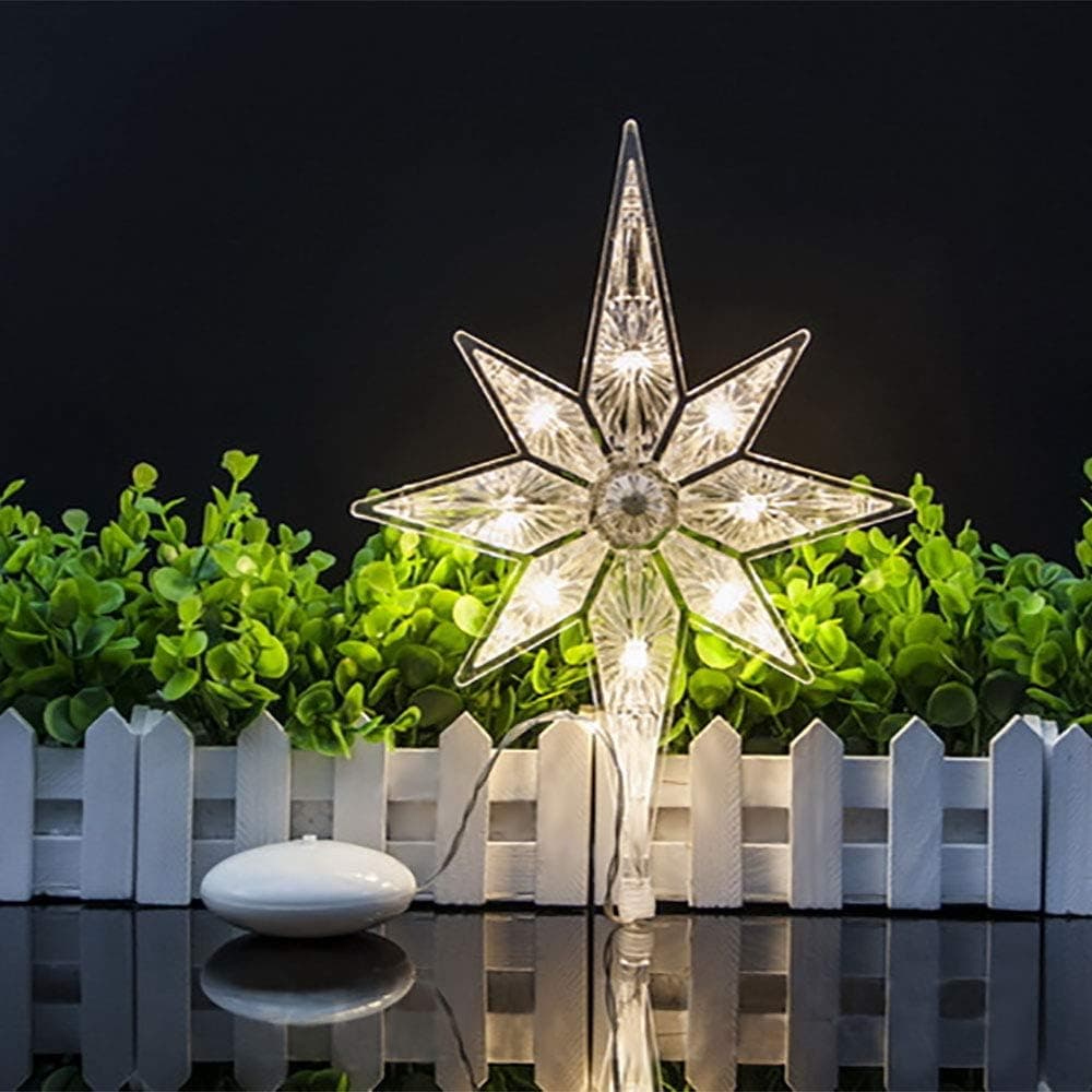 NMFIN Christmas Tree Topper Light, Acrylic Polaris LED Treetop Ornaments Pole Star Lamp for Xmas Tree Topper Hat Decor