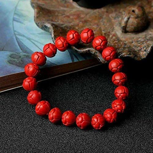 Bracelet lotus cinnabar cinnabar cinnabar beads bracelets 11 mm single bead bracelets carved lotus beads