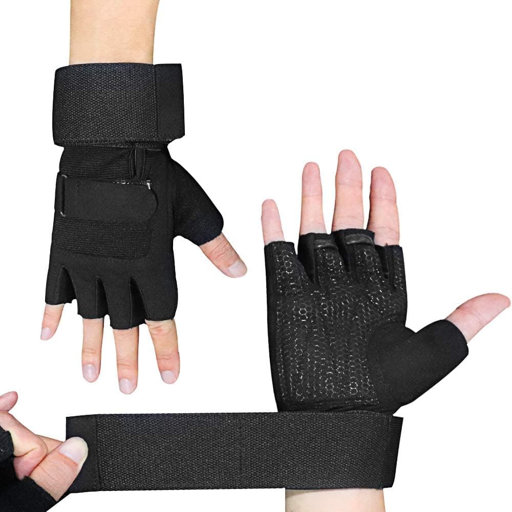 VOWOV Weight Lifting Gloves with Wrist Wrap Support Silicone Padding,Gym Gloves for Powerlifting,Weight Training,Premium Rowing Gloves,Biking Gloves,Training Gloves,Grip Gloves for Men & Women