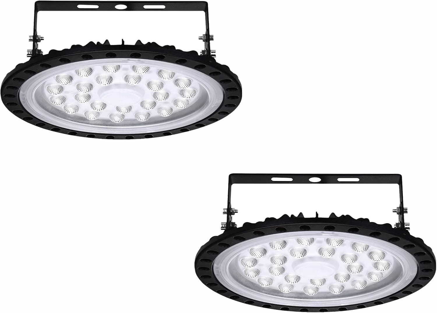100W UFO LED High Bay Light, 10000 LM Factory Warehouse Industrial Lighting, 6000-6500K Shop Warehouse LED Lights, IP54 Waterproof, Commercial LED Bay Lighting for Garage Factory Workshop Gym（2 Pack）
