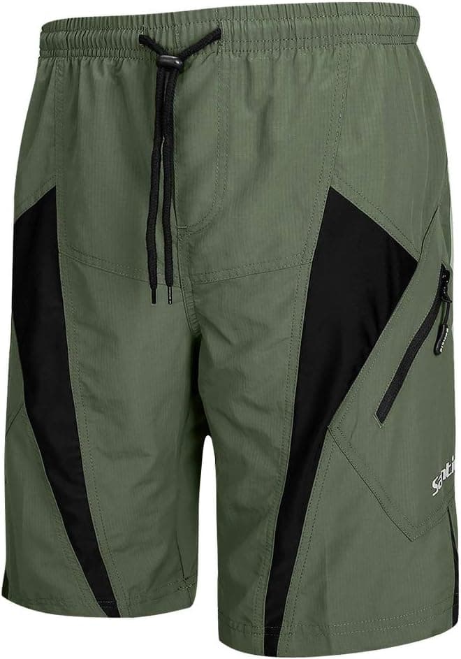 Santic Men's Bike Shorts Loose-Fit Softshell Mountain Bike with Padded Cycling Shorts MTB Bicycle Trail Shorts
