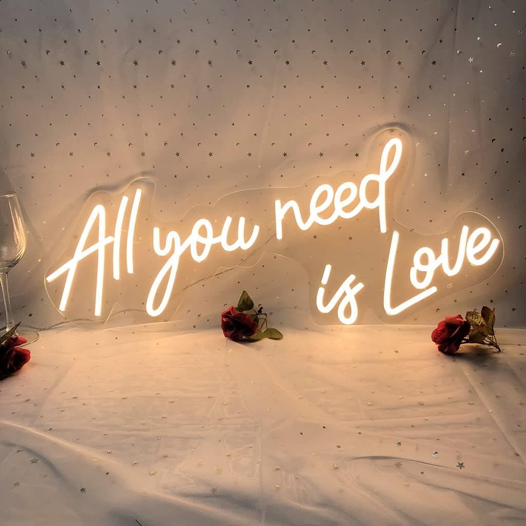 All Your Need is Love Neon Sign,LED Neon Light Sign for Wedding Decor Signs for Bedroom Birthday Party Bachelorette Party Engagement Party Home Wall Room Shop Decoration(23.6IN)