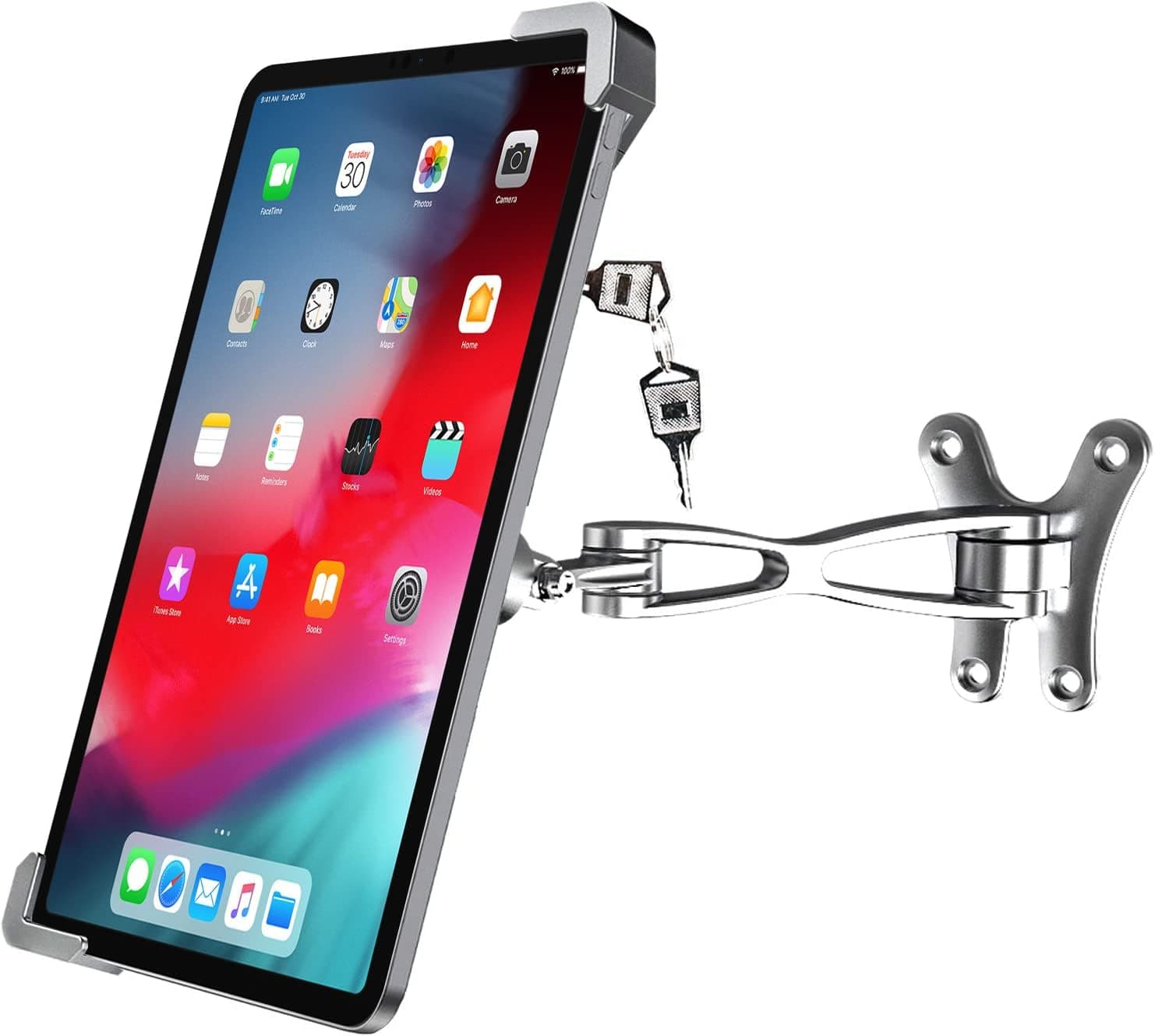 woleyi Anti-Theft Tablet Wall Holder Stand for 9"-14" Tablet, Security Heavy Duty Articulating in-Wall Tablets Mount with Lock and Key, Compatible with iPad Pro 12.9/Air, Surface Pro/Go, Galaxy Tabs