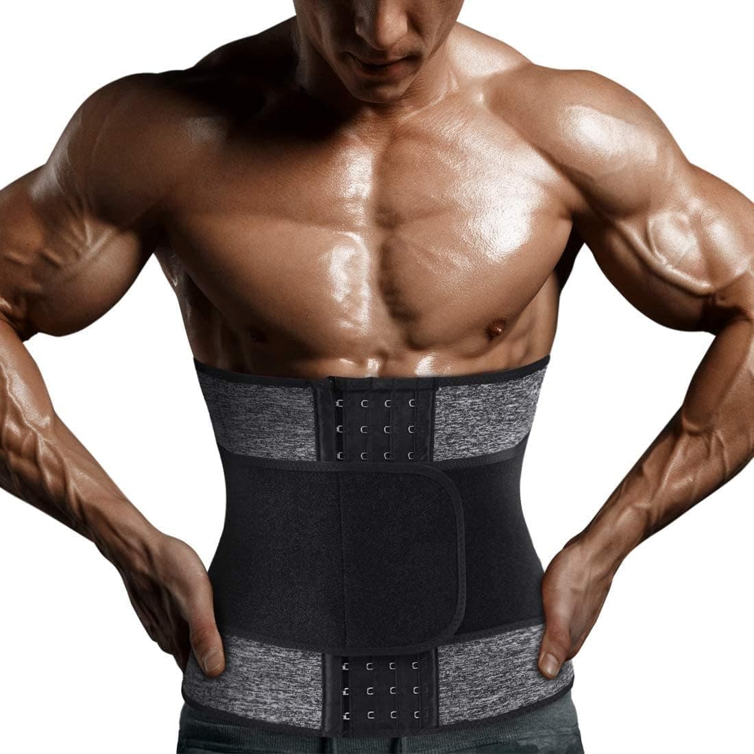 Yamadan Mens Neoprene Sauna Waist Cincher Slimmer Trainer Belt Belly Sweat Wrap Trimmer Workout Bands