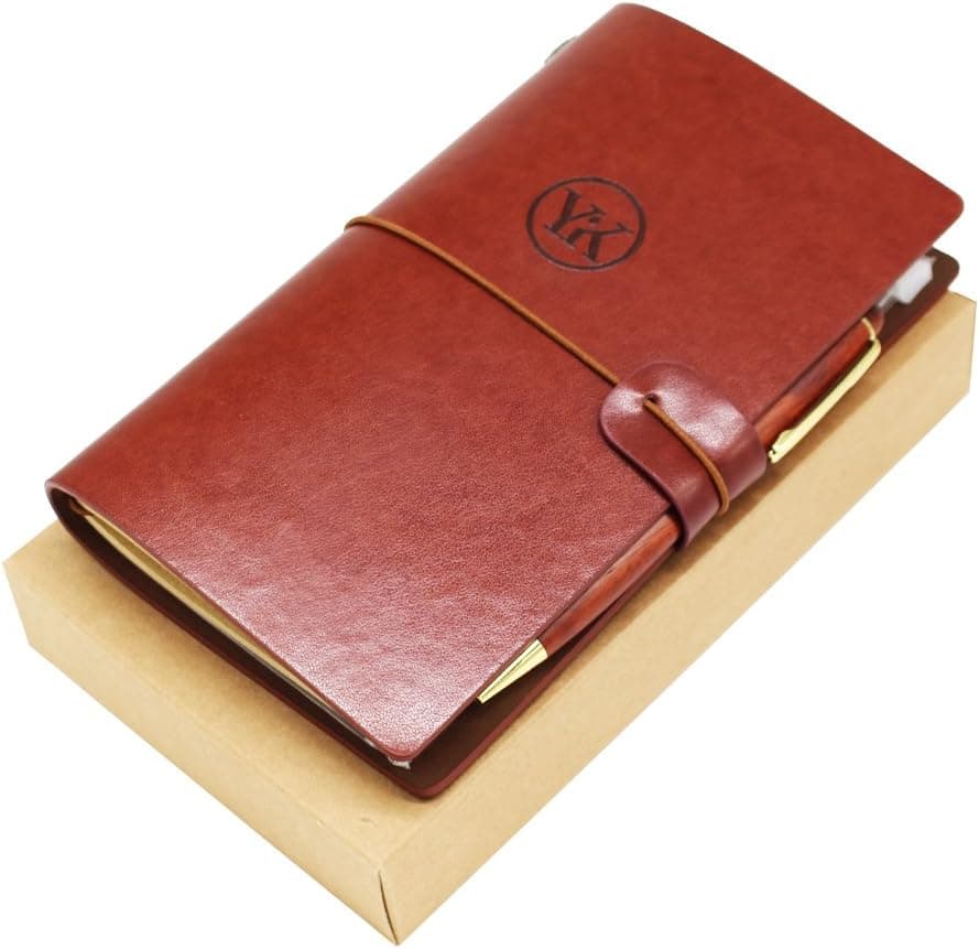 Yorki Handmade PU Leather Refillable Travelers Notebook with Rosewood Pen Set Journal Writing Diary Notepad (#1)