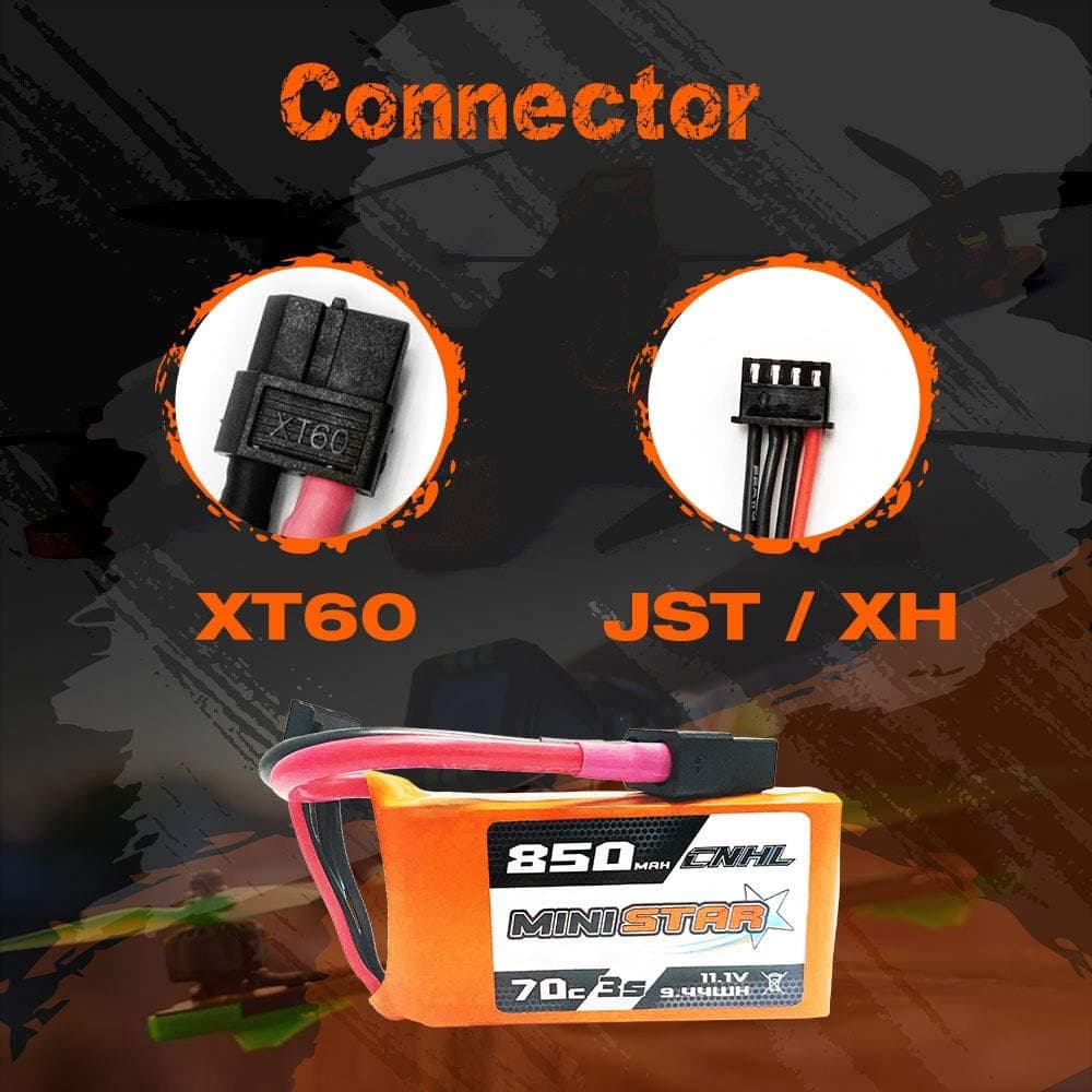 CNHL MiniStar 850mAh 11.1V 3S 70C Lipo Battery with XT60 for RC Car,RC Airplane/Truck, RC Boat，DJI Airplane，RC Boat，Heli Airplane， Drone FPV，Multi-Motor Hobby DIY Parts
