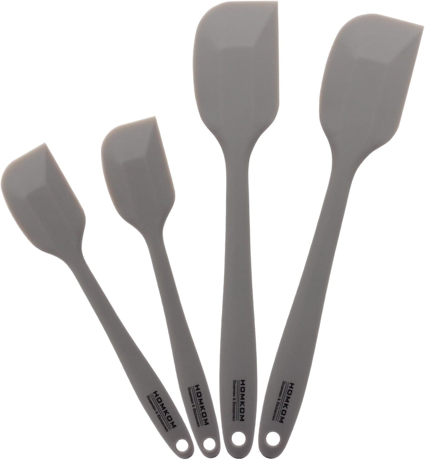 HOMKOM Silicone Spatula Scraper Set with Hygienic Solid Coating, Gray (4-Pack)