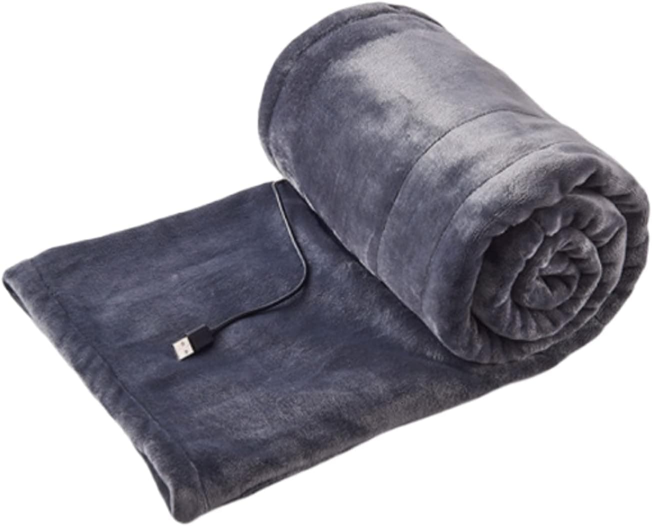 SiiMMM USB Heated Shawl Electric Heated Blanket Portable Plush Flannel Washable Overheat Protection for Car Office Home Camping (Grey,180 * 80cm/71 * 31'')