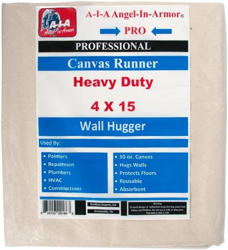 A-I-A Angel-In-Armor Heavy Duty Canvas Drop Cloth/Runner/Tarp / 4 X 15 / Professional Series/ 10 Oz. Cotton Canvas