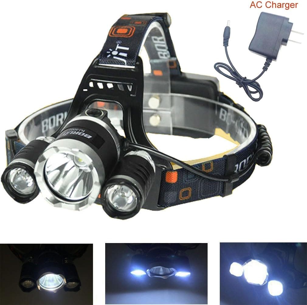 FM BORUIT 5000Lm 4 Modes CREE XML L2 2R5 Second Generation LED Headlamp Rechargeable Headamp Headlight Camping Fishing Light +US plug AC charger(No batteries included)