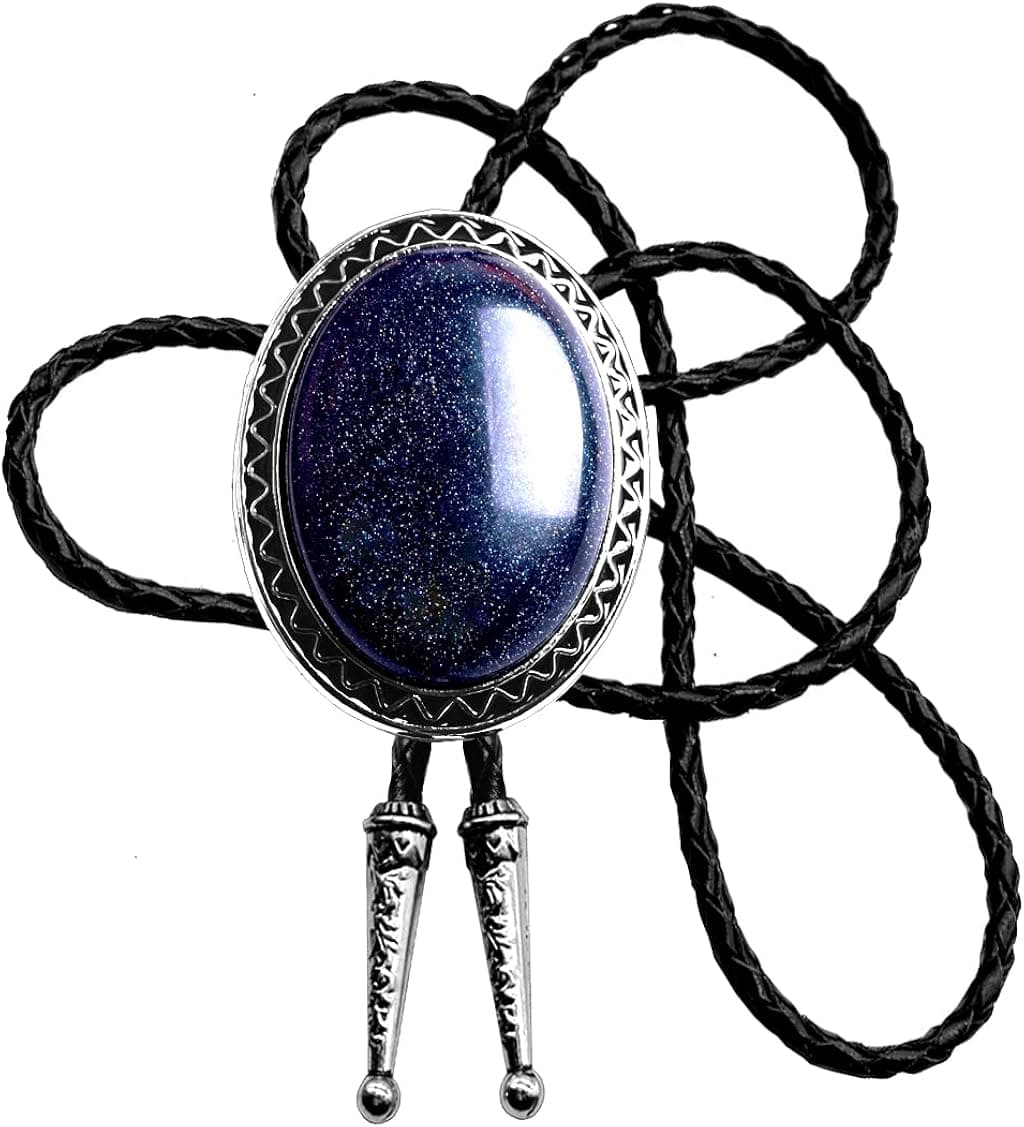 Bolo Tie with Natural Stone Turquoise Stone Style Genuine and Cowhide Rope More Colors