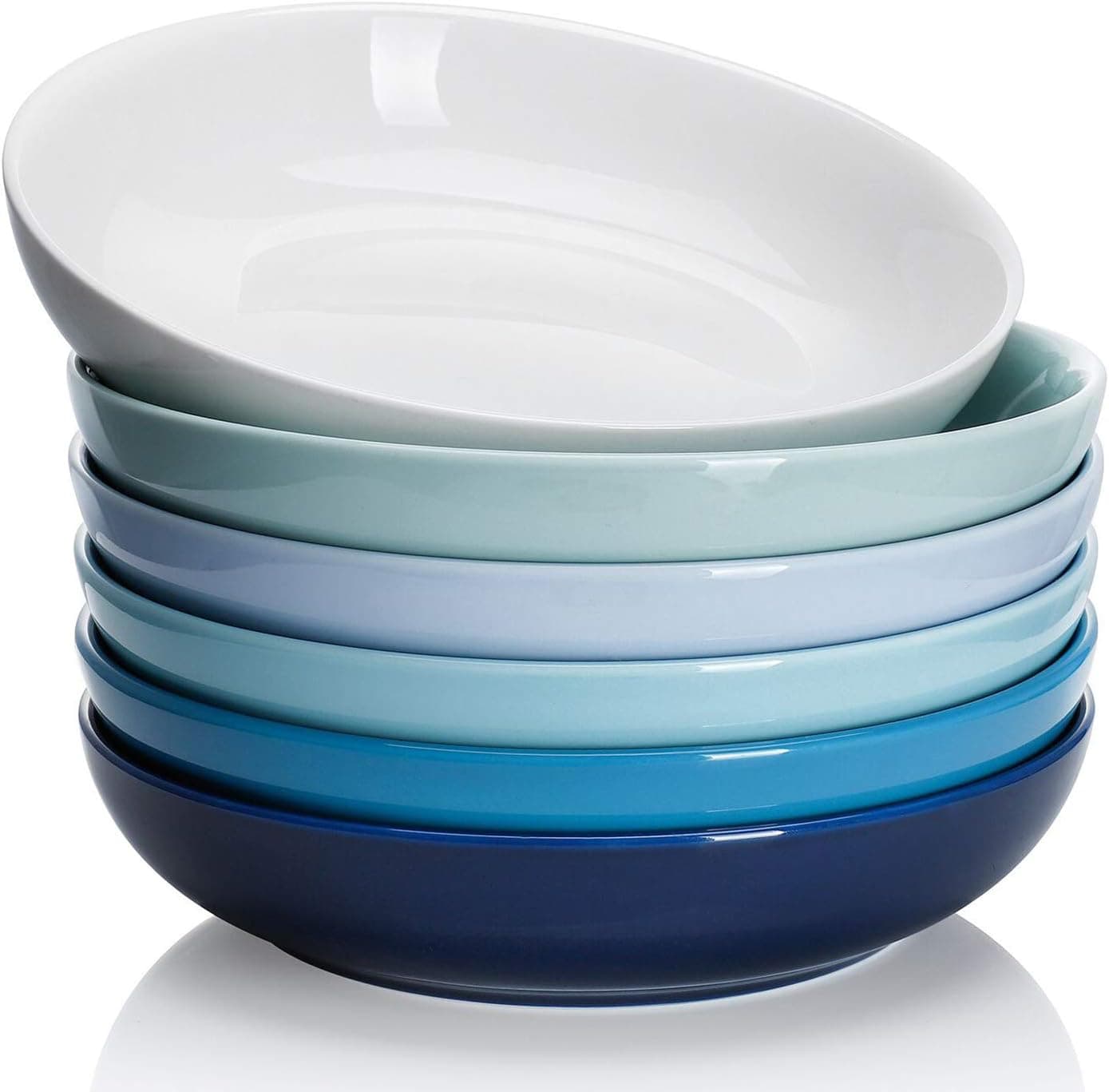 Sweese Pasta Bowls, 22 Ounce Salad Bowls, Porcelain Serving Soup Dinner Bowls, Pasta Plates Set of 6 - Cool Assorted Colors, No. 112.003