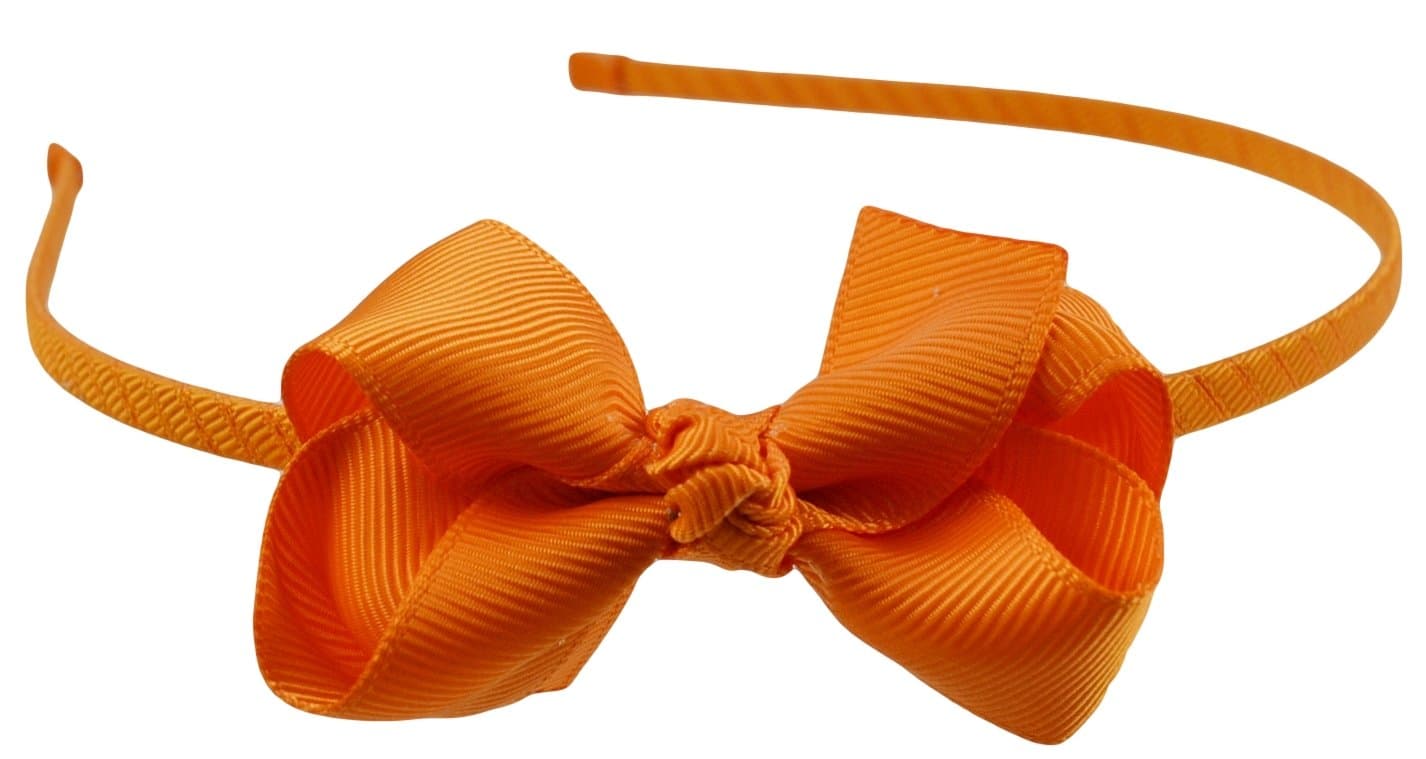 Ribbon Wrapped Grosgrain Bow Girls Headband (ORANGE)