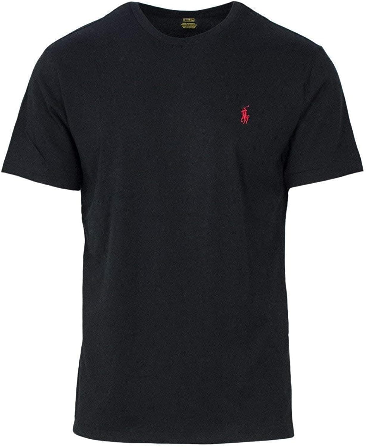 Polo Ralph Lauren Mens Crew-Neck T-Shirt (Large, Black (Red Pony))