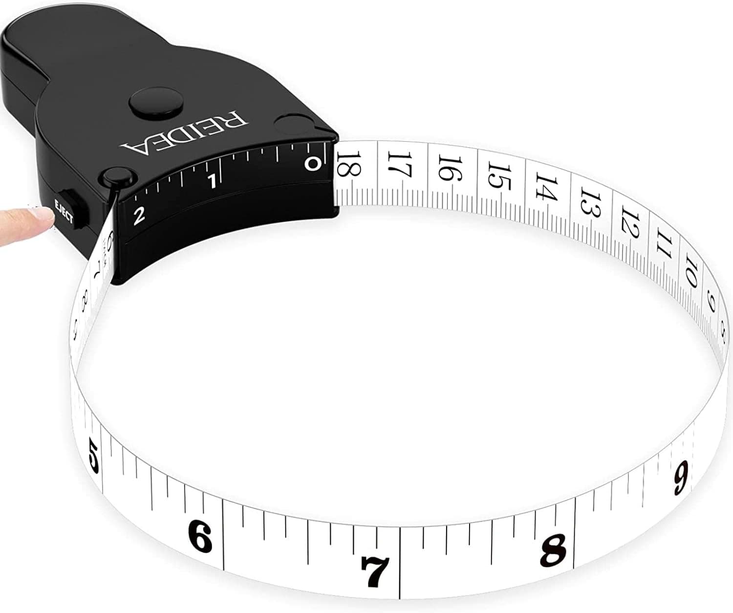 Body Tape Measure 60in with Clip-n-Lock & Eject (Pop Up Release) Button & Rebound Buckle, Ergonomic and Portable Design, 60inch/150cm, Upgraded Version, REIDEA M2, Black