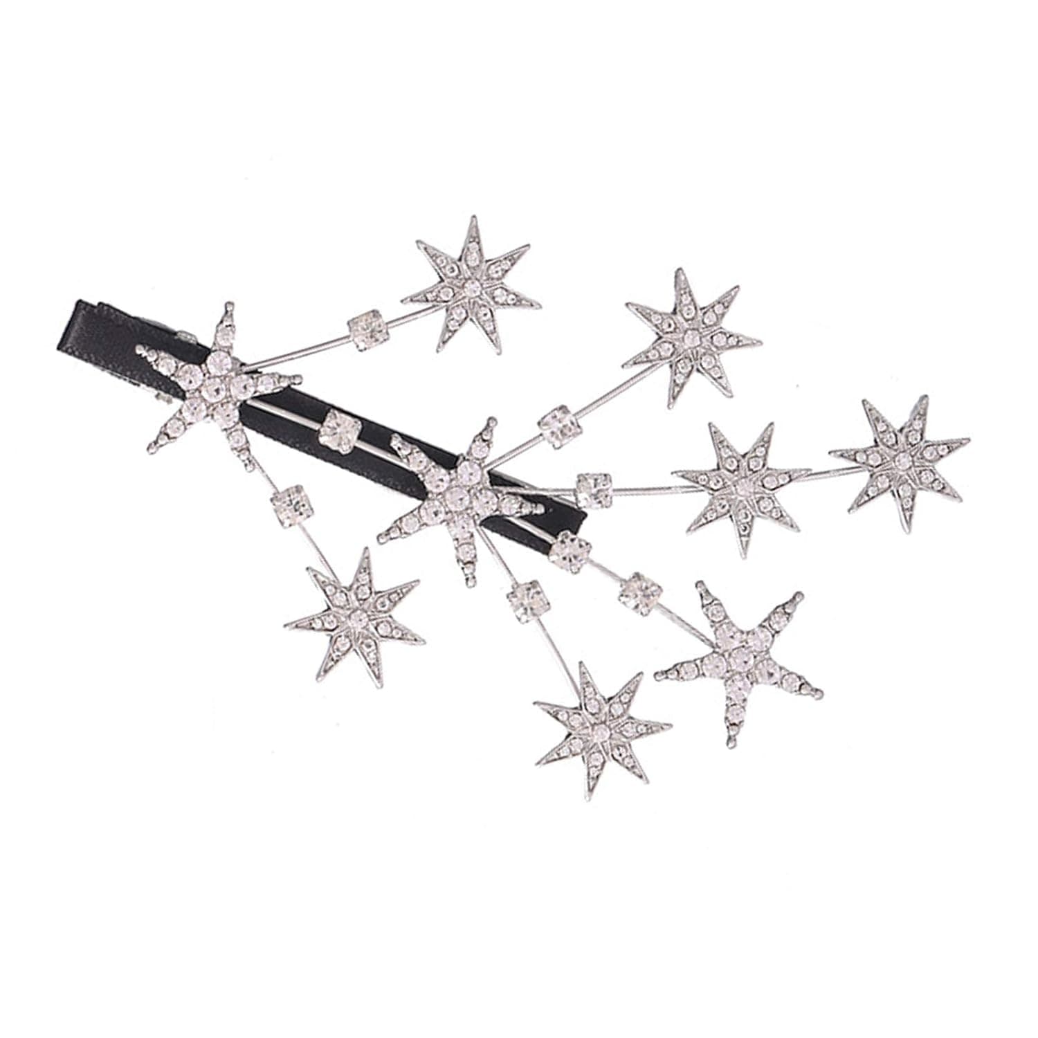 Five-pointed Star Hairpin Full Of Rhinestone Hair Clip Women Hair Clips Female Elegant Duckbill Clip Hairgrip Fashion Hair Claw Clips Lady (Silver)