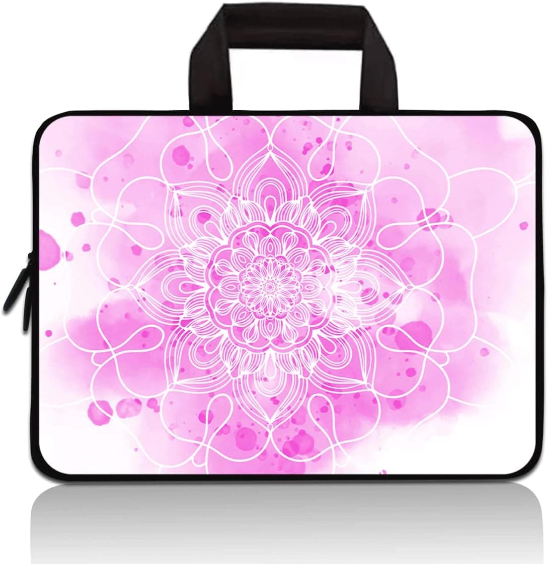 HEABPY Universal 7-9 Inch Kids Tablet Sleeve, Portable Neoprene Carrying Case Bag Fits 7" 8" 8.5" 8.9" 9" Apple iPad Mini, Samsung Galaxy Tab, Google, HP, Acer, ASUS (Pink Mandala)