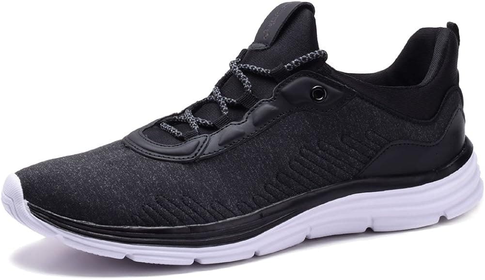 COODO CD9003 Men's Lightweight Athletic Sneakers Fashion Breathable Running Shoes Black/White-9.5