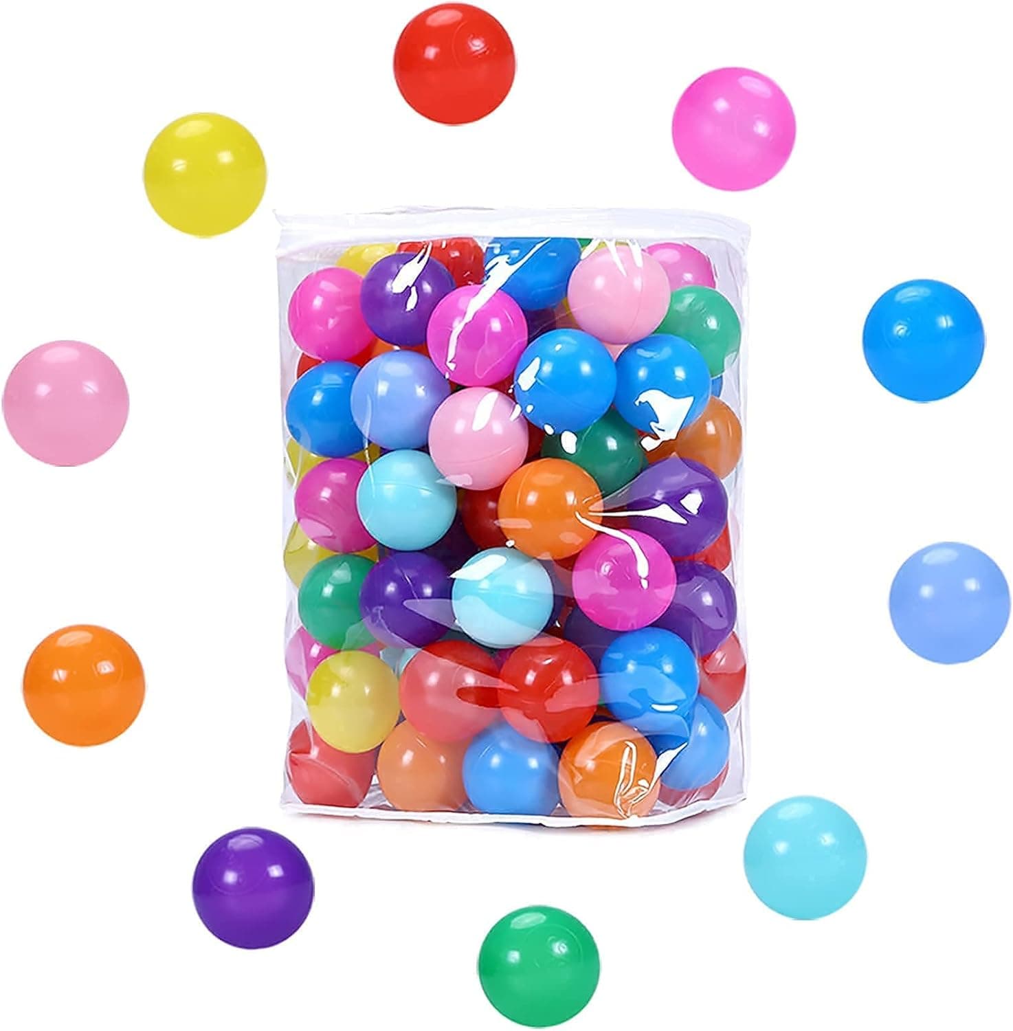 STARBOLO Ball Pit Balls- Pack of 100-10 Bright Colors Phthalate Free BPA Free Non-Toxic Plastic Balls Crush Proof Play Balls (100 Balls).
