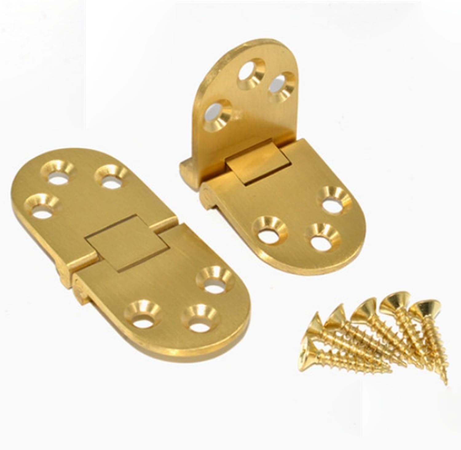 2 Pieces Solid Brass Butler Tray Hinge with Screws for Folding Tables - Gold