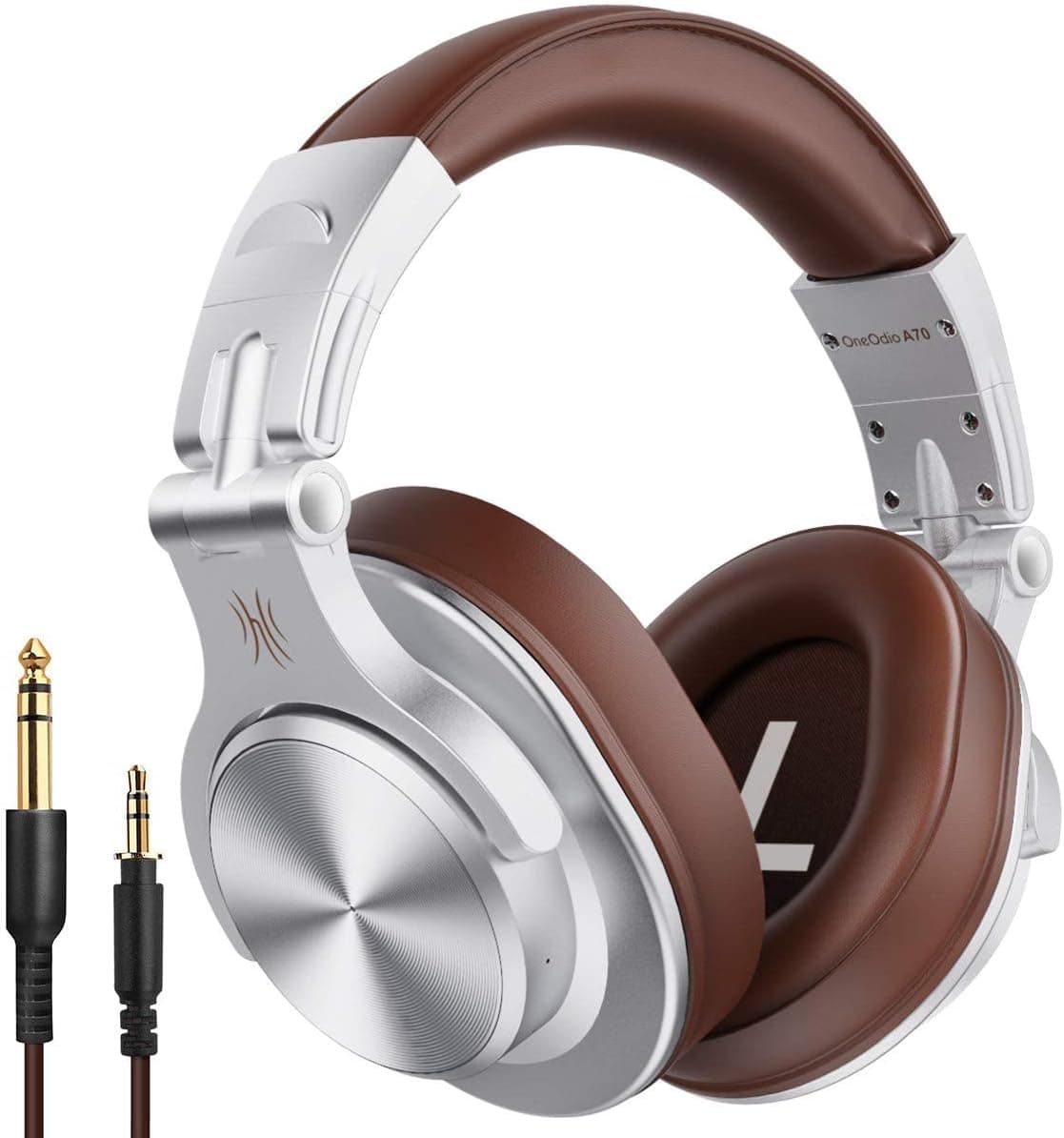 OneOdio A70 Bluetooth Over Ear Headphones, Wireless Headphones w/ 72H Playtime, Hi-Res, 3.5mm/6.35mm Wired Audio Jack for Studio Monitor & Mixing DJ E-Guitar AMP, Computer Laptop PC Tablet - Silver