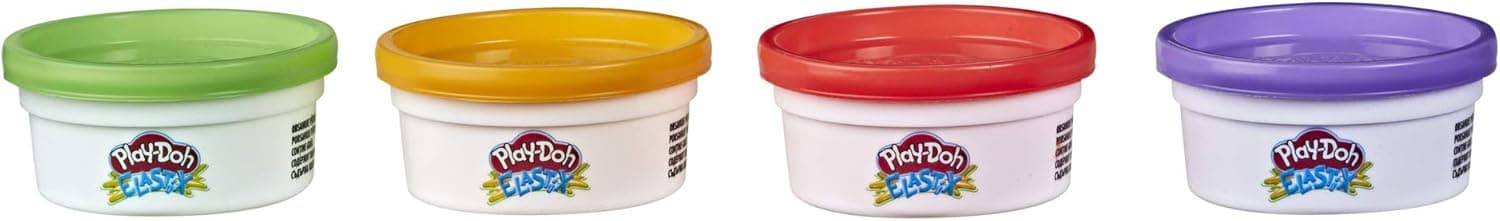 Play-Doh Elastix Compound 4-Pack of Stretchy Non-Toxic Colors for Kids 2 Years and Up, Bold Colors