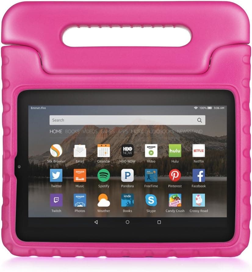 TNP Fire HD 6 Case - Kids Shock Proof Soft Light Weight Childproof Impact Drop Resistant Protective Stand Cover Case with Handle for Amazon Fire HD 6 Inch Tablet 2014 Release (Hot Pink)