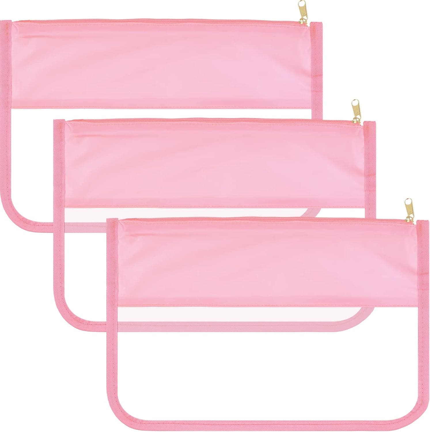 Pinkunn 3 Pieces Clear Zipper Pouches PVC Waterproof Pouch Multi Purpose Zippered Pouches Zipper Envelopes Folder Storage Pouch Document File Organization Bags, Office Supplies