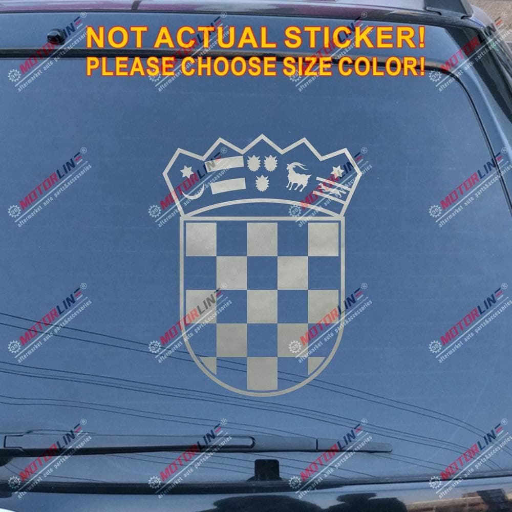 Coat of arms of Croatia Republic Decal Sticker Car Vinyl die Cut Pick Size Color (Silver, 6'' (15.2cm))