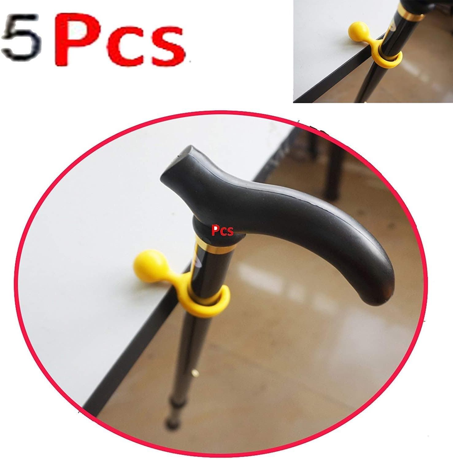 AUXPhome 5pcs - Easy-to-Use Desk or Table Clip Holder Stability Support,Walking Stick Cane Crutch Support Clip/Support Holder Rest Holder Grip Table Rest - Clip On Table Rest ~ Perfect Solution